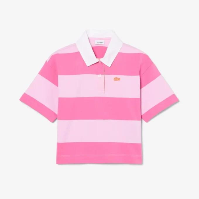 Bawełniana koszulka Polo w stylu rugby w paski, oversize