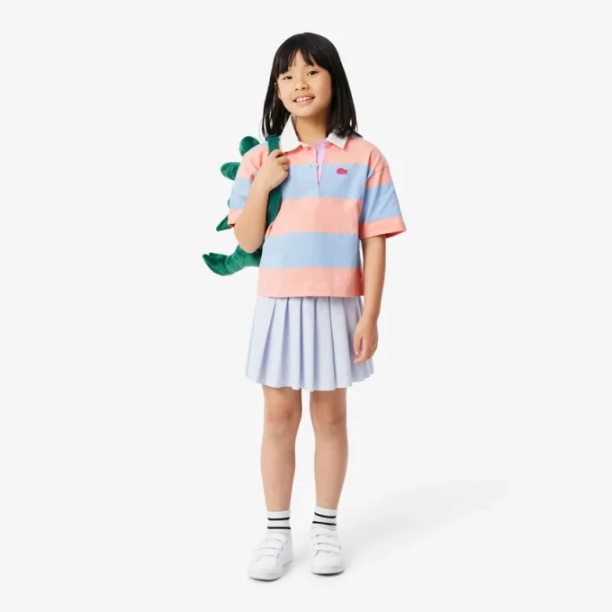 Bawełniana koszulka Polo w stylu rugby w paski, oversize Bawełniana koszulka Polo w stylu rugby w paski, oversize