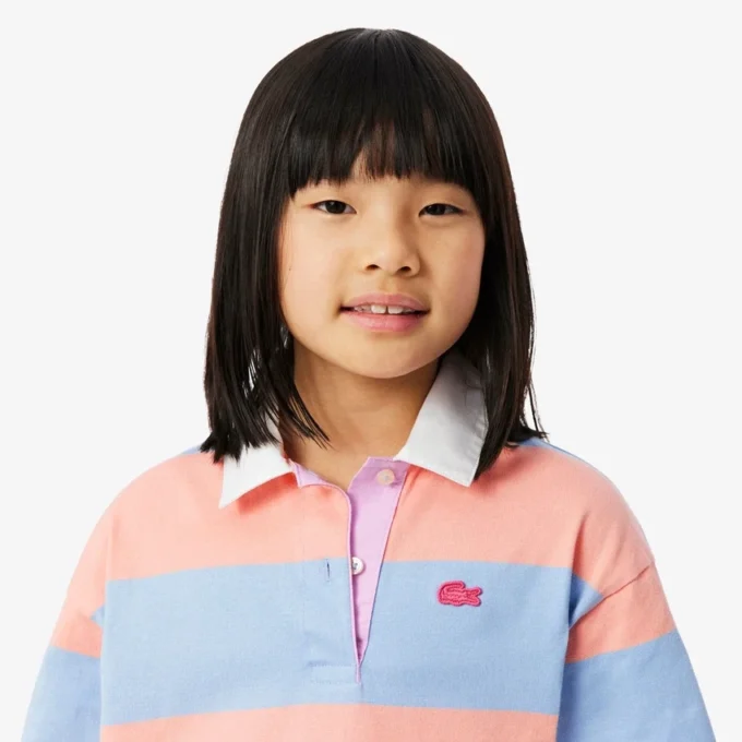Bawełniana koszulka Polo w stylu rugby w paski, oversize Bawełniana koszulka Polo w stylu rugby w paski, oversize