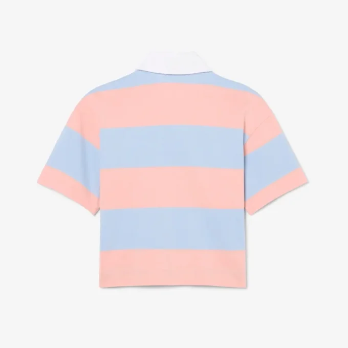 Bawełniana koszulka Polo w stylu rugby w paski, oversize Bawełniana koszulka Polo w stylu rugby w paski, oversize