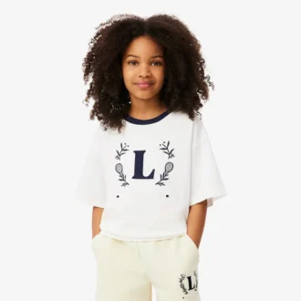 Bawełniany T-shirt z kontrastową naszywką