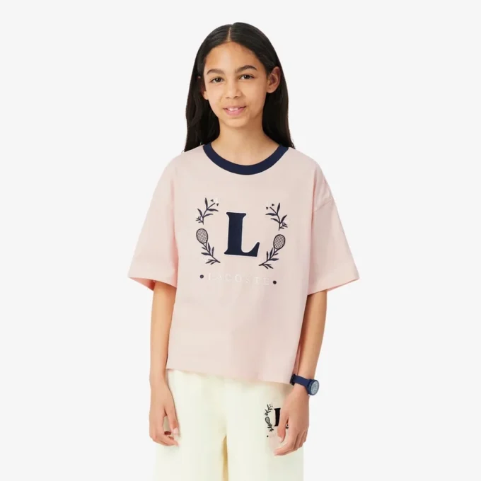 Bawełniany T-shirt z kontrastową naszywką