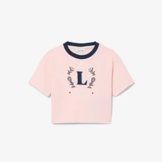 Bawełniany T-shirt z kontrastową naszywką