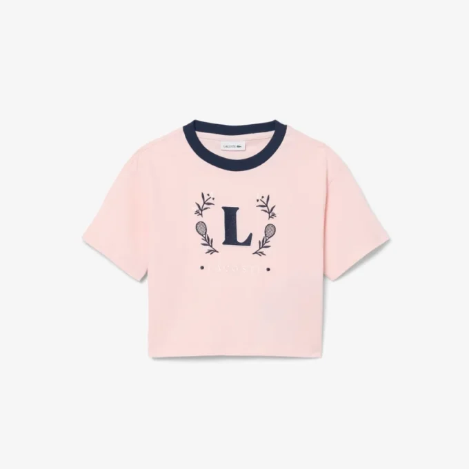 Bawełniany T-shirt z kontrastową naszywką