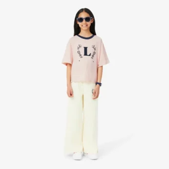 Bawełniany T-shirt z kontrastową naszywką