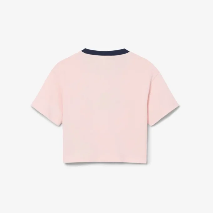 Bawełniany T-shirt z kontrastową naszywką