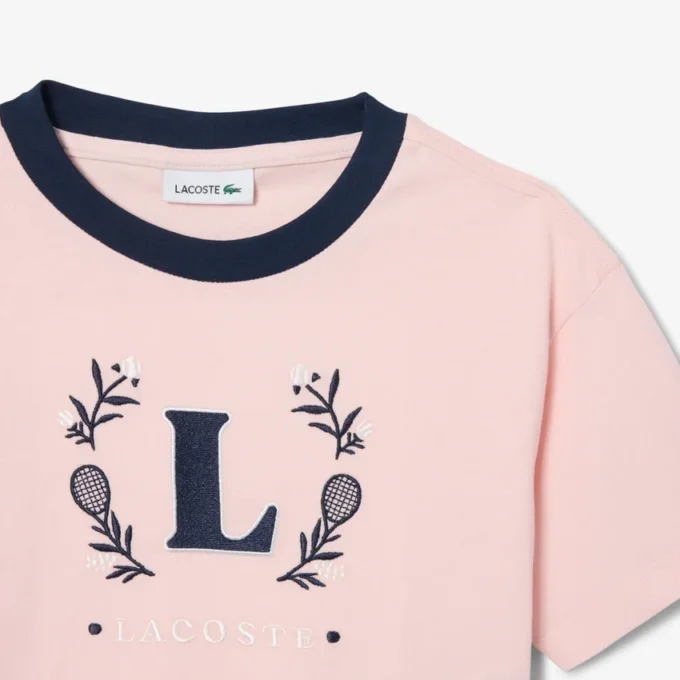 Bawełniany T-shirt z kontrastową naszywką