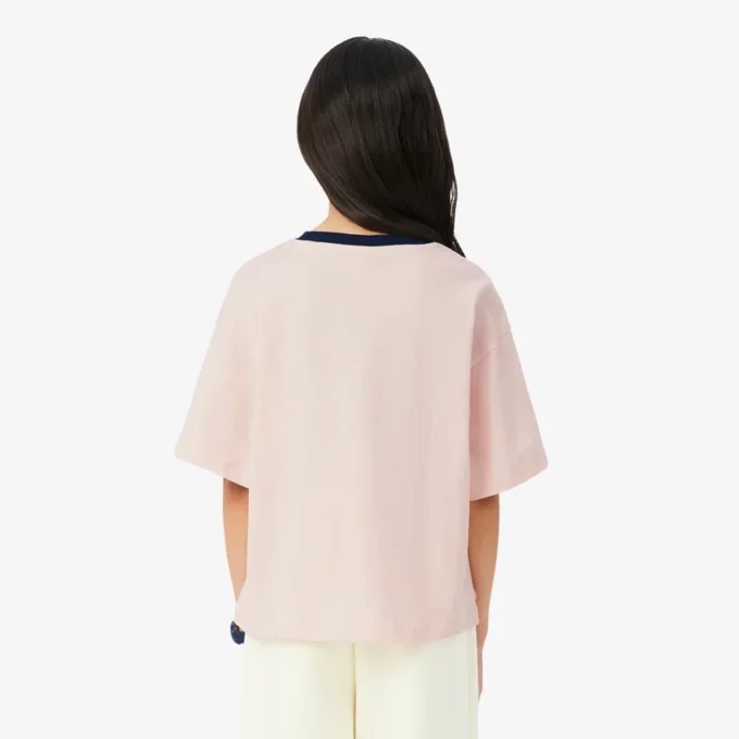 Bawełniany T-shirt z kontrastową naszywką