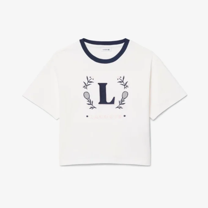 Bawełniany T-shirt z kontrastową naszywką