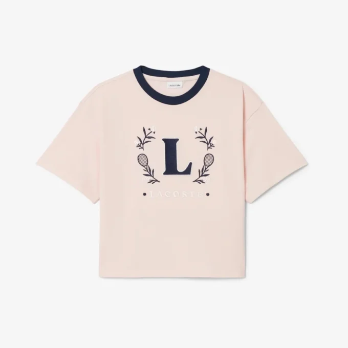Bawełniany T-shirt z kontrastową naszywką