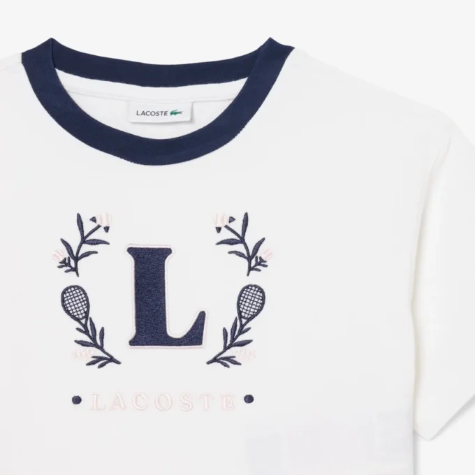 Bawełniany T-shirt z kontrastową naszywką