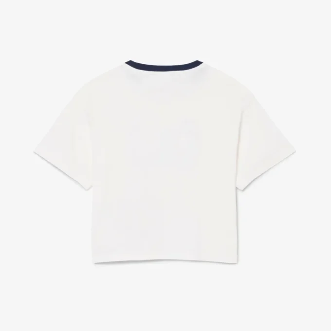 Bawełniany T-shirt z kontrastową naszywką