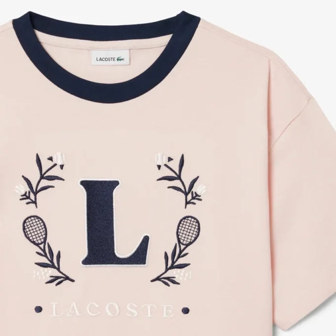 Bawełniany T-shirt z kontrastową naszywką
