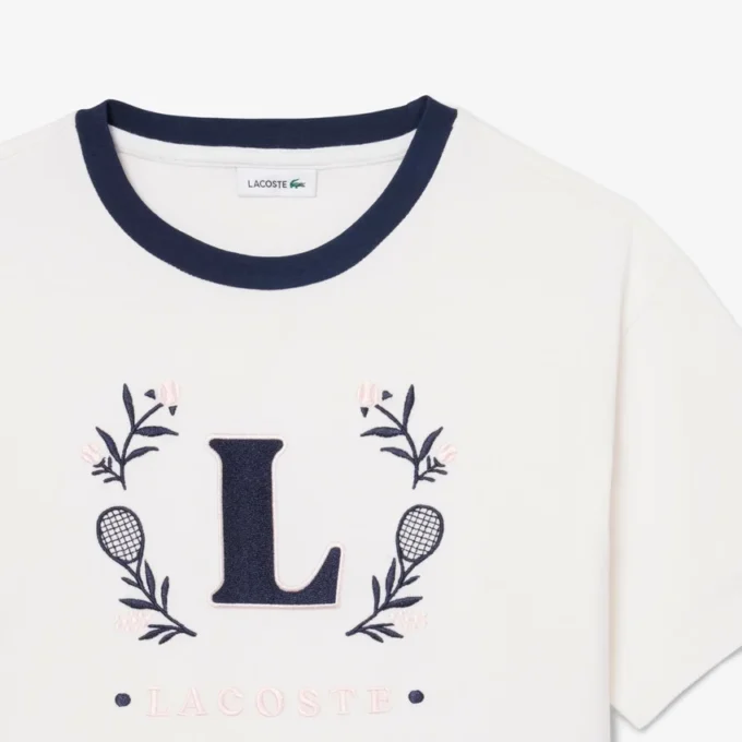 Bawełniany T-shirt z kontrastową naszywką