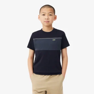 Bawełniany T-shirt z kontrastowymi wstawkami
