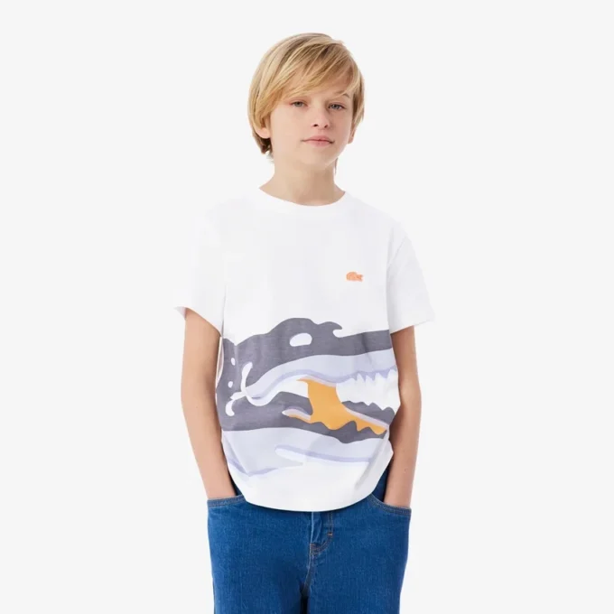 Bawełniany T-shirt z nadrukiem krokodyla