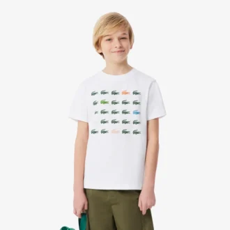 Bawełniany T-shirt z nadrukiem krokodyla