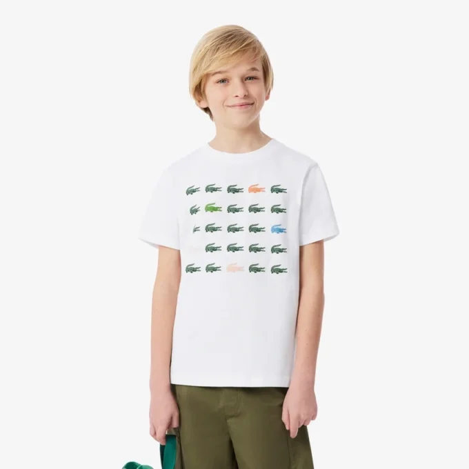 Bawełniany T-shirt z nadrukiem krokodyla