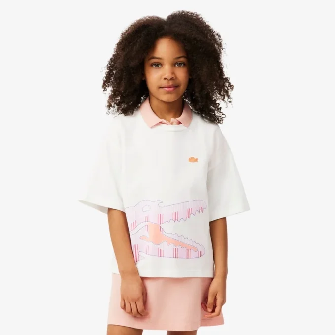 Bawełniany T-shirt z nadrukiem krokodyla