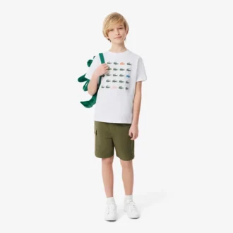 Bawełniany T-shirt z nadrukiem krokodyla