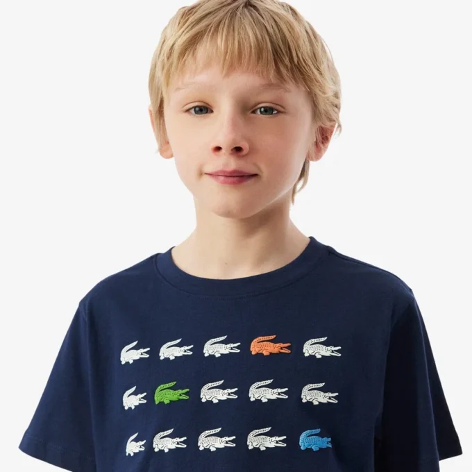 Bawełniany T-shirt z nadrukiem krokodyla