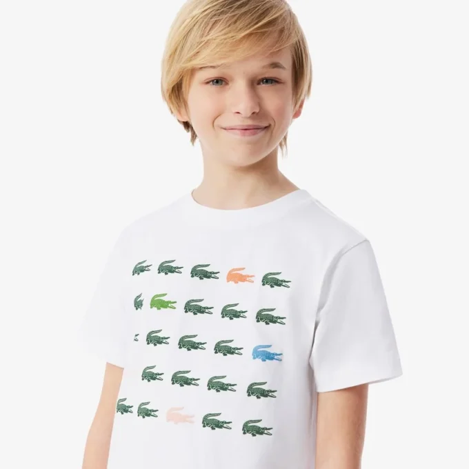 Bawełniany T-shirt z nadrukiem krokodyla