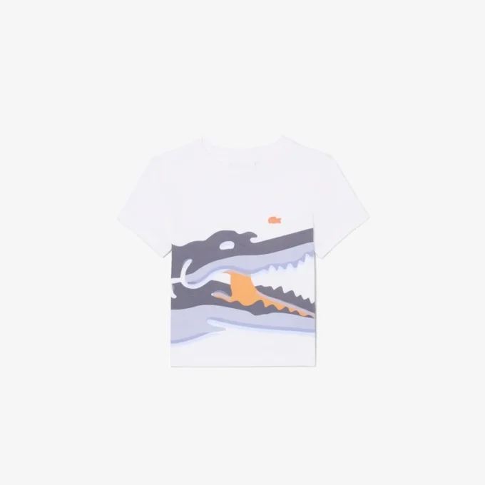 Bawełniany T-shirt z nadrukiem krokodyla