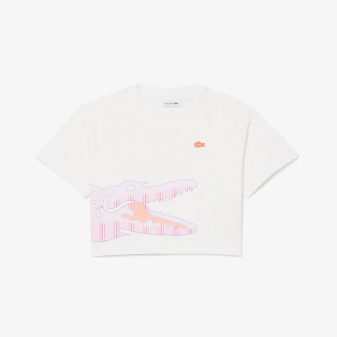 Bawełniany T-shirt z nadrukiem krokodyla