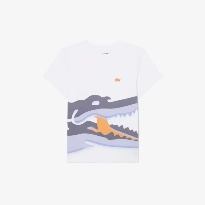 Bawełniany T-shirt z nadrukiem krokodyla