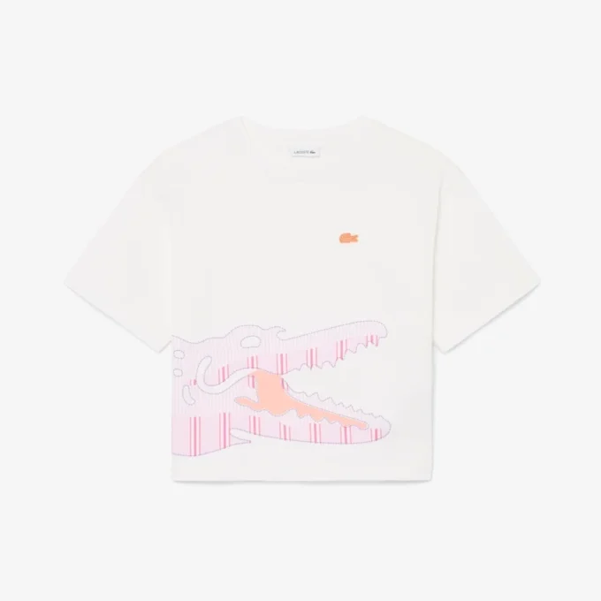 Bawełniany T-shirt z nadrukiem krokodyla