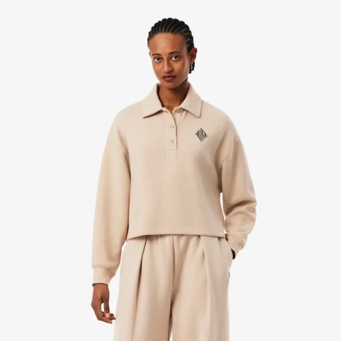 Bluza polo oversize z prążkowanym materiałem Bluza polo oversize z prążkowanym materiałem