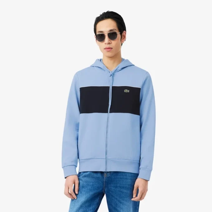 Bluza z kapturem i zamkiem w stylu colorblock