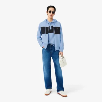 Bluza z kapturem i zamkiem w stylu colorblock