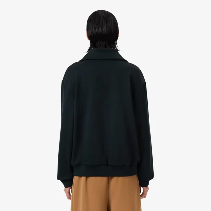 Bluza z wysokim kołnierzem, zamkiem błyskawicznym i naszywką z motywem z wybiegu Bluza z wysokim kołnierzem, zamkiem błyskawicznym i naszywką z motywem z wybiegu