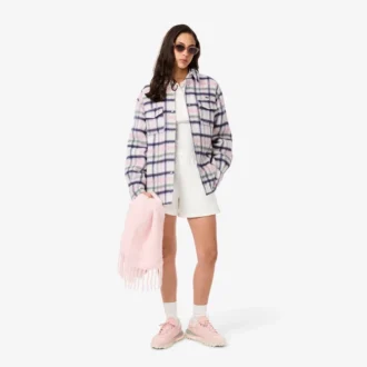 Damską oversize’ową pikowaną wełnianą koszulę