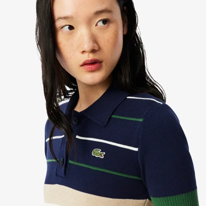 Damska bluza z kołnierzem Koszulki Polo w paski, wyprodukowana we Francji Damska bluza z kołnierzem Koszulki Polo w paski, wyprodukowana we Francji