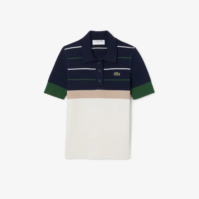 Damska bluza z kołnierzem Koszulki Polo w paski, wyprodukowana we Francji Damska bluza z kołnierzem Koszulki Polo w paski, wyprodukowana we Francji