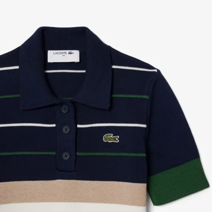 Damska bluza z kołnierzem Koszulki Polo w paski, wyprodukowana we Francji Damska bluza z kołnierzem Koszulki Polo w paski, wyprodukowana we Francji