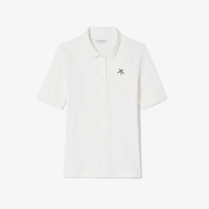 Damska koszulka Polo L.12.12 o dopasowanym kroju z logo Pointelle Damska koszulka Polo L.12.12 o dopasowanym kroju z logo Pointelle