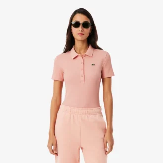 Damska koszulka Polo L.12.D Slim Fit z prążkowanej bawełny Damska koszulka Polo L.12.D Slim Fit z prążkowanej bawełny