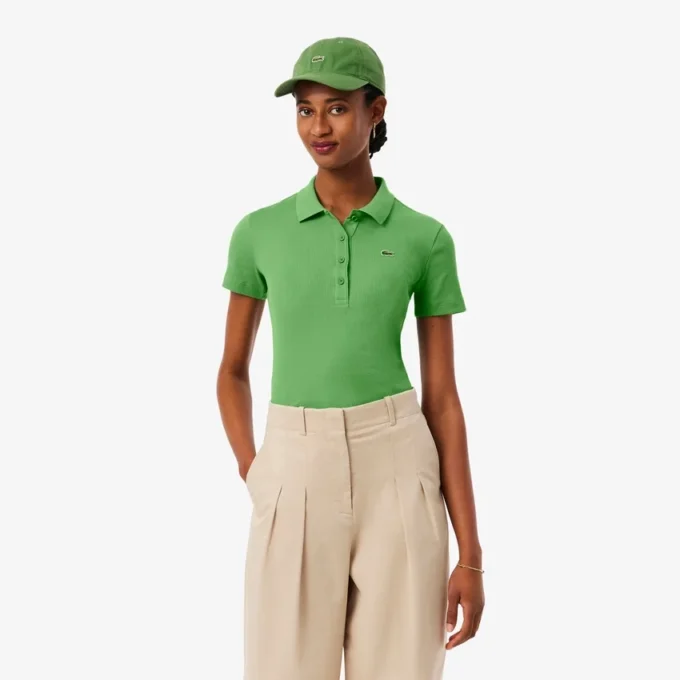 Damska koszulka Polo L.12.D Slim Fit z prążkowanej bawełny