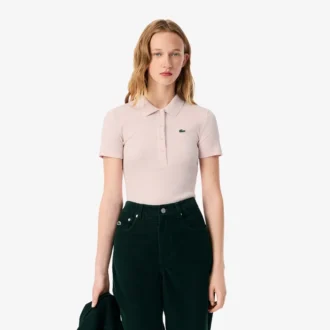 Damska koszulka Polo L.12.D Slim Fit z prążkowanej bawełny Damska koszulka Polo L.12.D Slim Fit z prążkowanej bawełny