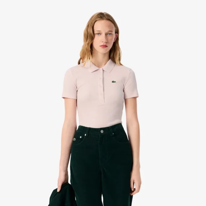Damska koszulka Polo L.12.D Slim Fit z prążkowanej bawełny Damska koszulka Polo L.12.D Slim Fit z prążkowanej bawełny
