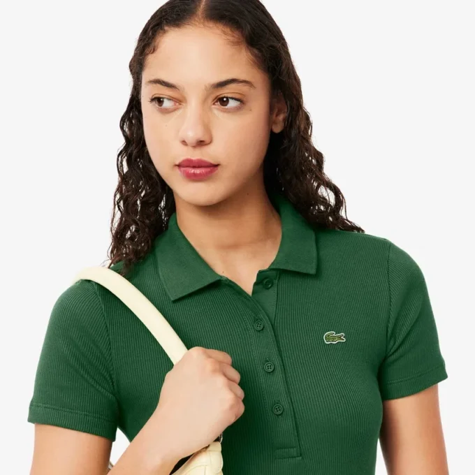 Damska koszulka Polo L.12.D Slim Fit z prążkowanej bawełny Damska koszulka Polo L.12.D Slim Fit z prążkowanej bawełny
