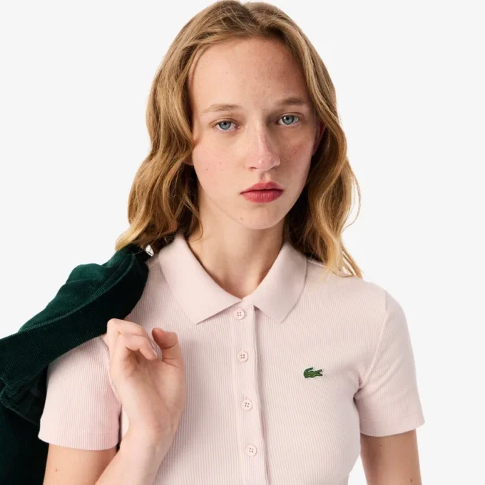 Damska koszulka Polo L.12.D Slim Fit z prążkowanej bawełny Damska koszulka Polo L.12.D Slim Fit z prążkowanej bawełny