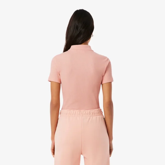 Damska koszulka Polo L.12.D Slim Fit z prążkowanej bawełny Damska koszulka Polo L.12.D Slim Fit z prążkowanej bawełny