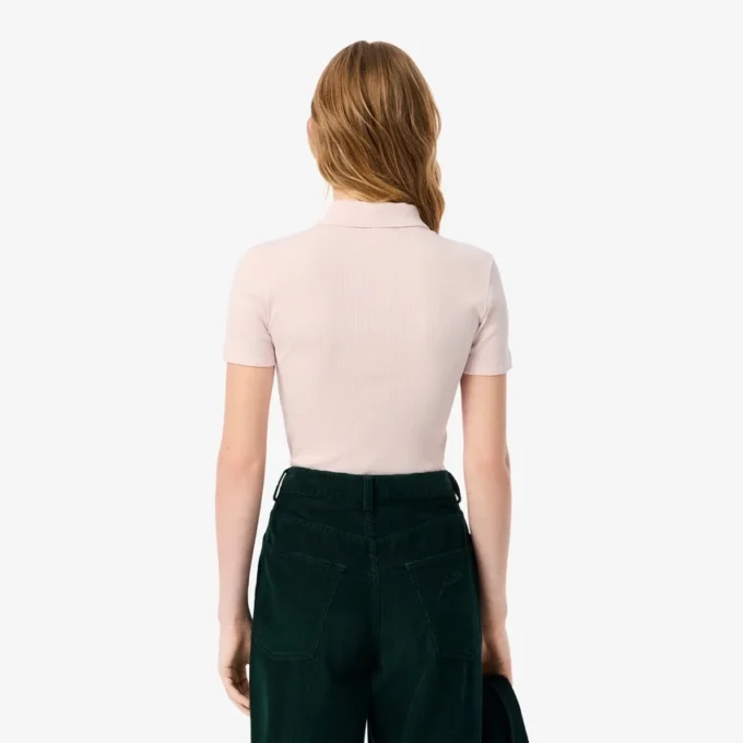 Damska koszulka Polo L.12.D Slim Fit z prążkowanej bawełny Damska koszulka Polo L.12.D Slim Fit z prążkowanej bawełny