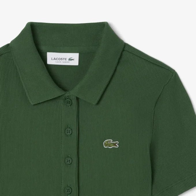 Damska koszulka Polo L.12.D Slim Fit z prążkowanej bawełny Damska koszulka Polo L.12.D Slim Fit z prążkowanej bawełny