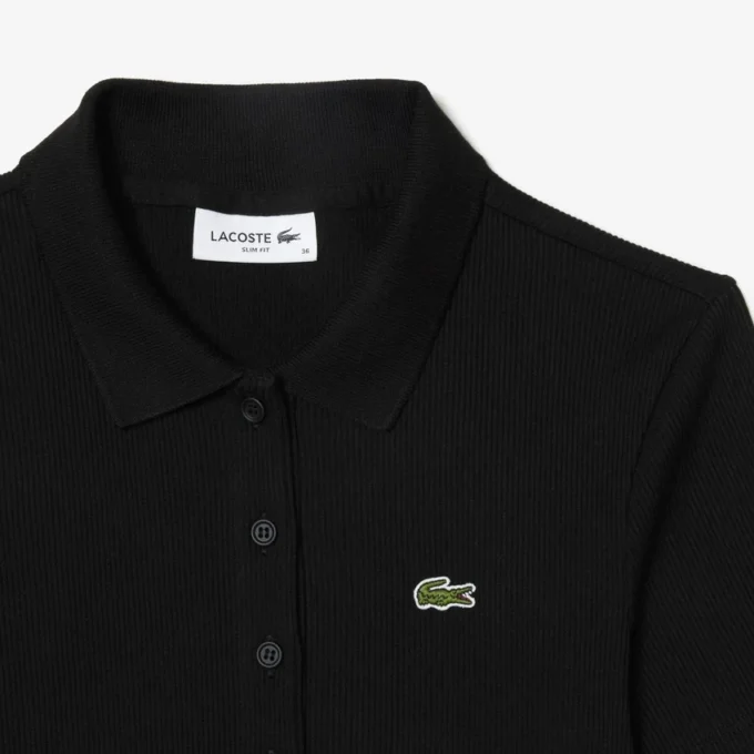 Damska koszulka Polo L.12.D Slim Fit z prążkowanej bawełny Damska koszulka Polo L.12.D Slim Fit z prążkowanej bawełny