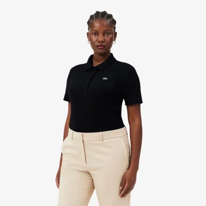 Damska koszulka Polo L.12.D Slim Fit z prążkowanej bawełny Damska koszulka Polo L.12.D Slim Fit z prążkowanej bawełny